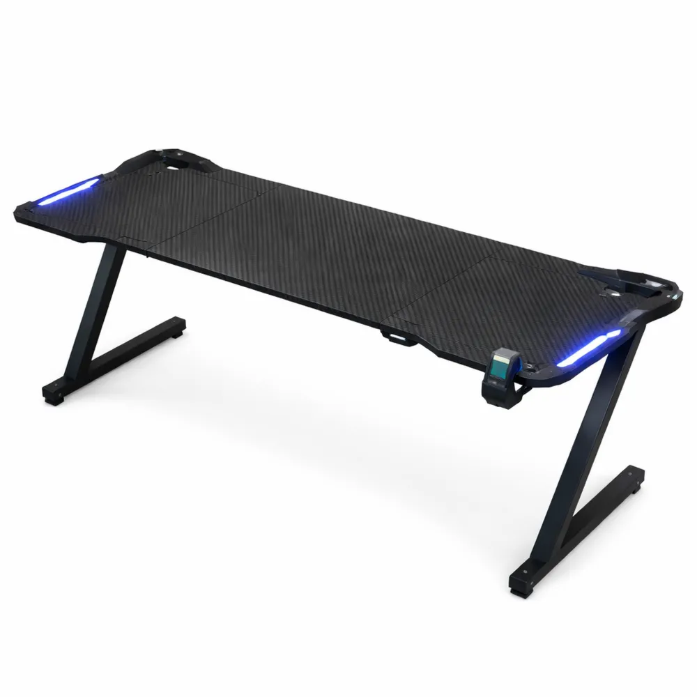 Bureau de jeu ergonomique avec éclairage LED multicolore et accessoires