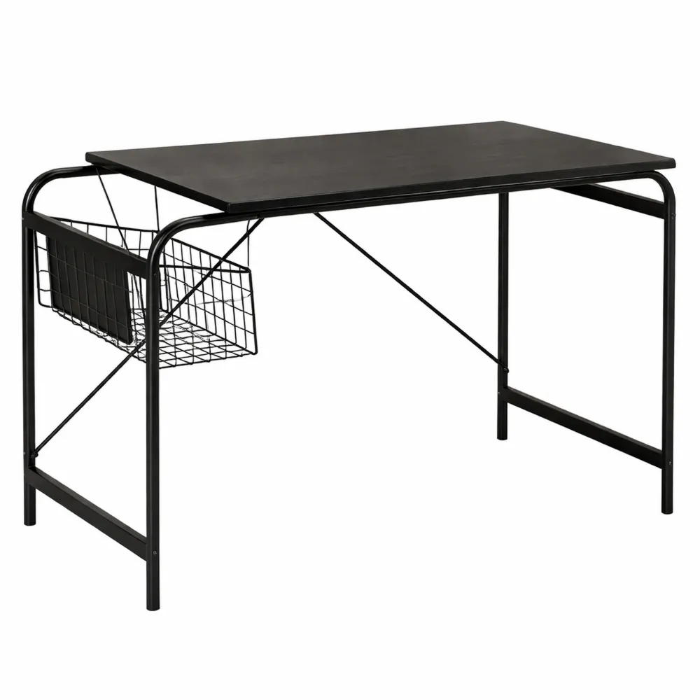 Bureau informatique en bois et acier, 100 x 45 x 72 cm, noir