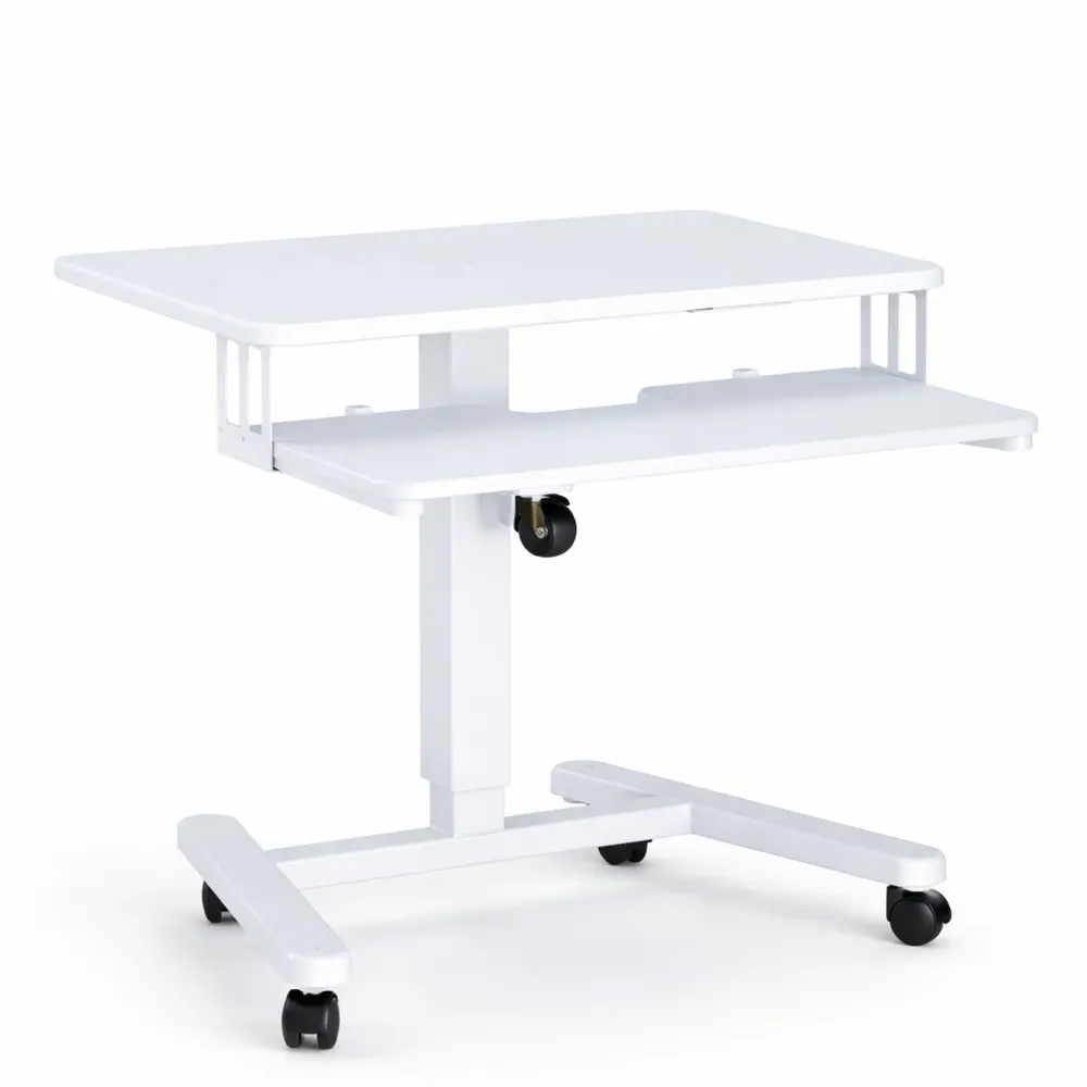 Table réglable en hauteur avec roulettes et tablette pour clavier