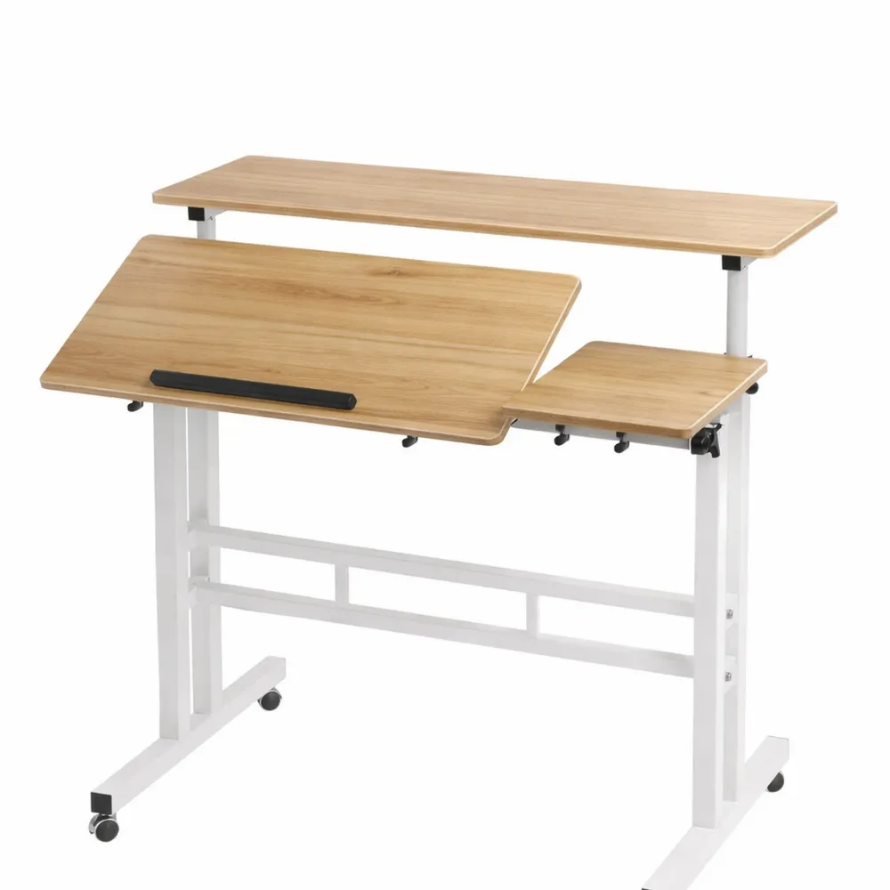 Bureau roulant ajustable pour ordinateur, table ergonomique avec roulettes, 80 x 60 cm