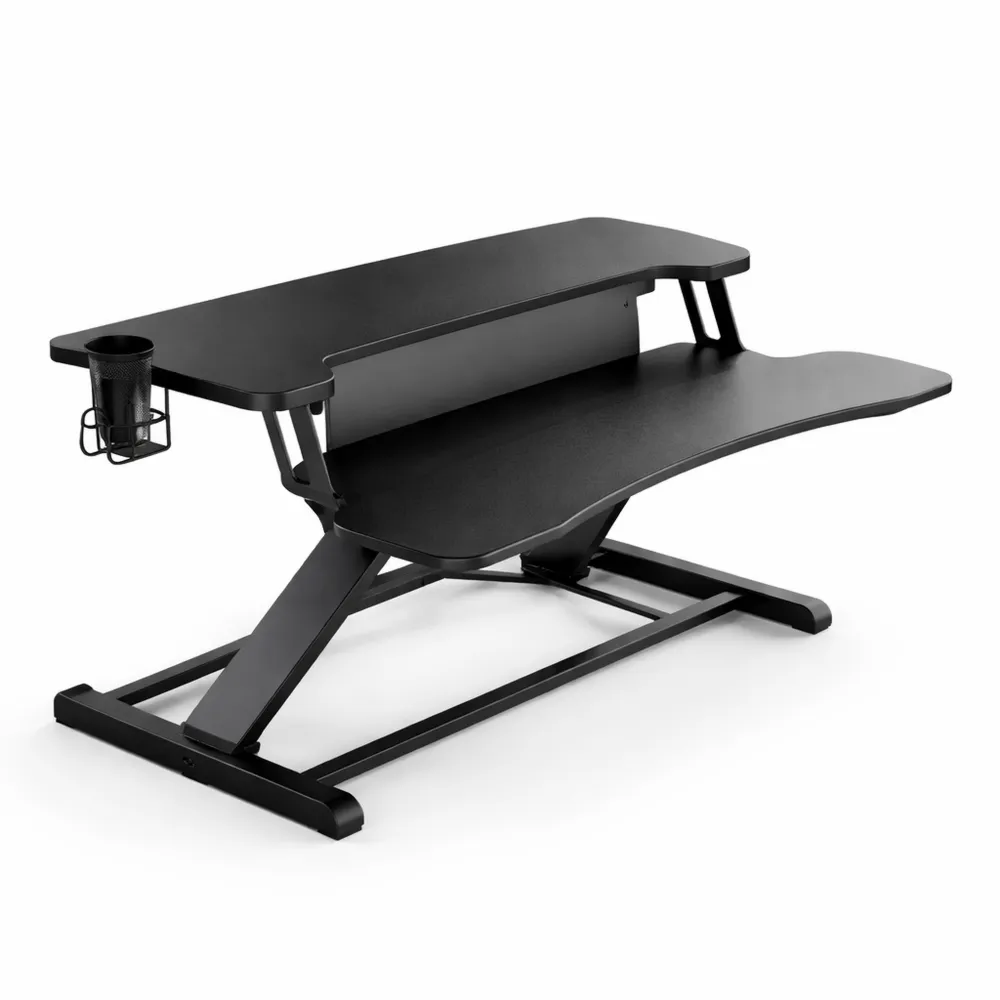 Bureau Assis-Debout Réglable avec Support Clavier et Accessoires