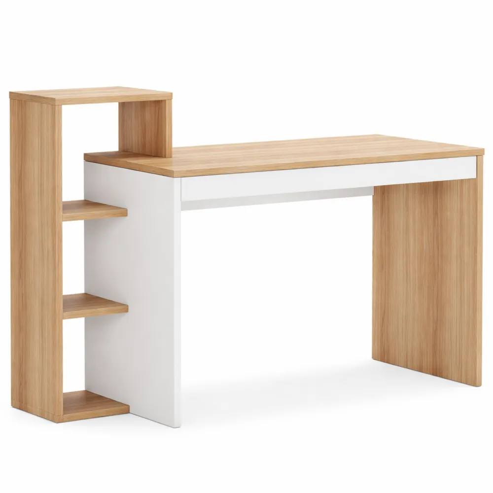 Bureau en Bois avec Étagère de Rangement, 110 x 40 x 90 CM