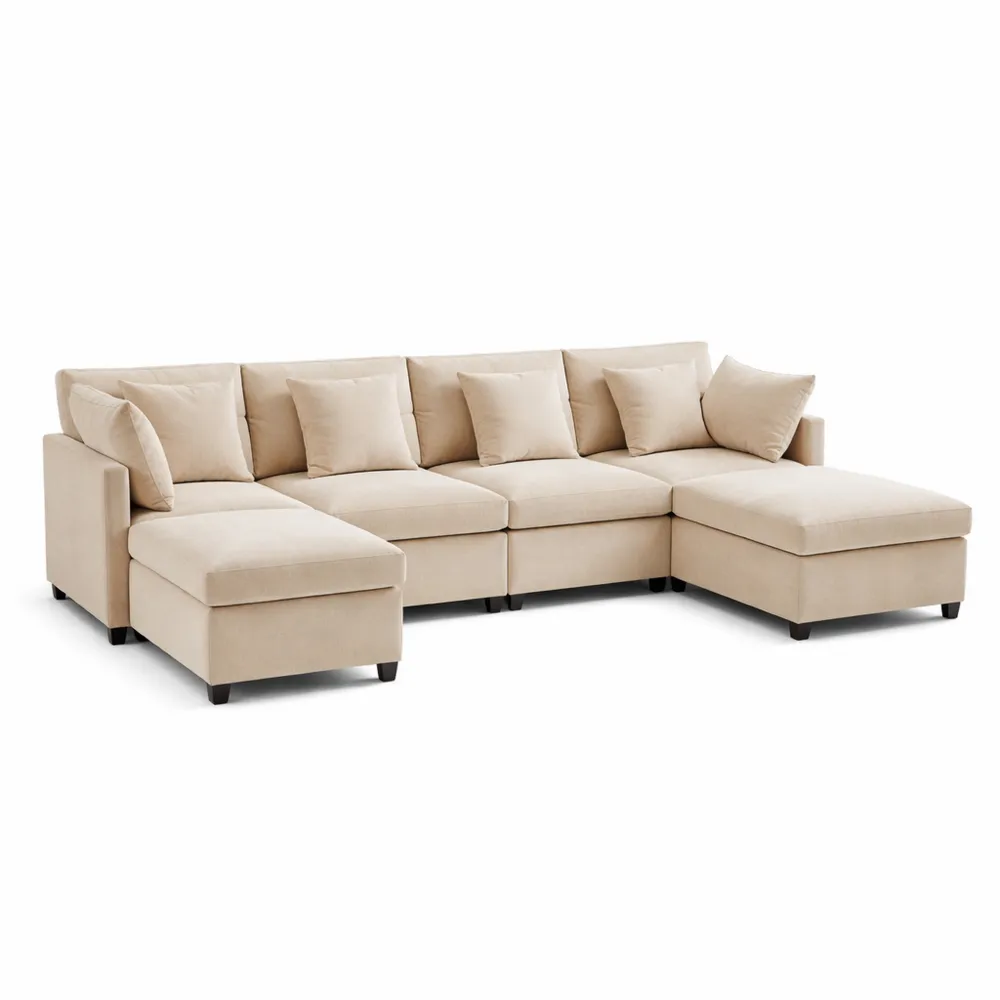 Grand canapé modulaire en U avec coussins amovibles