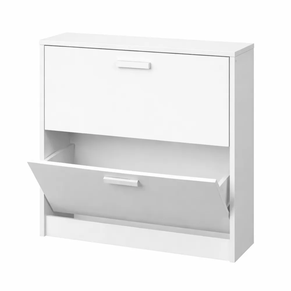 Armoire à chaussures à 2 portes étroites, 82x74x25cm, blanc