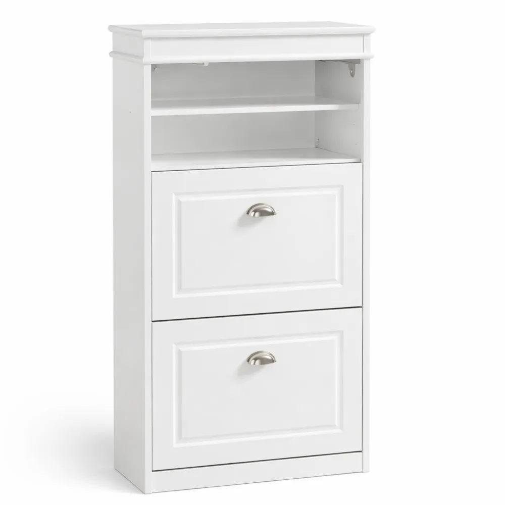 Armoire à Chaussures à 3 Abattants Blanc pour Entrée 53x24x117 cm