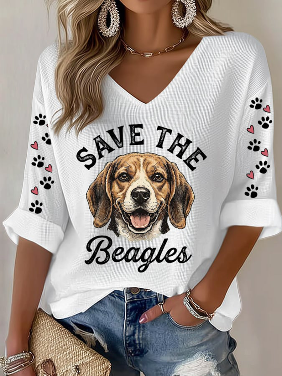 Women's Save The Beagles Waffle T-shirt