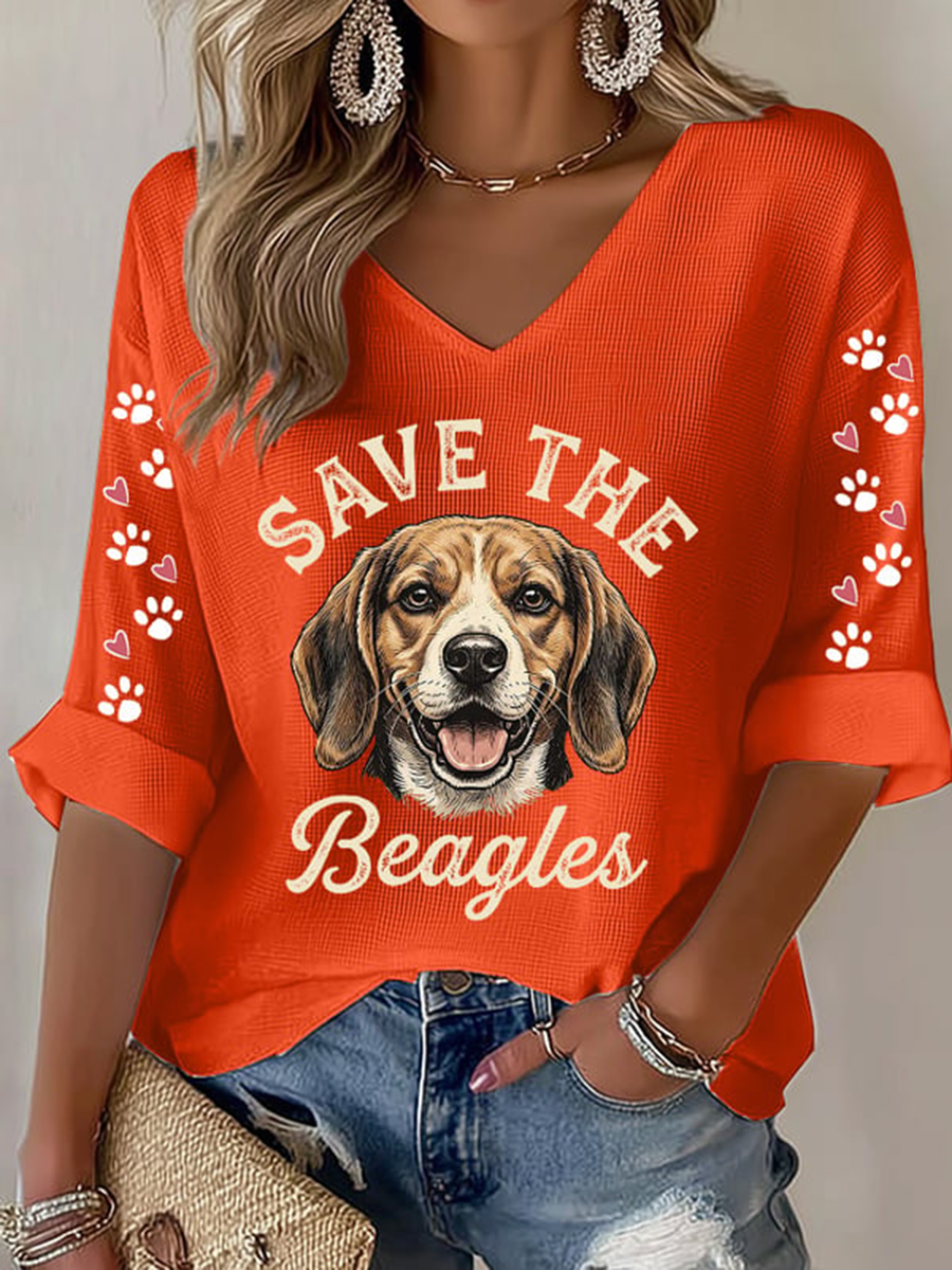 Women's Save The Beagles Waffle T-shirt