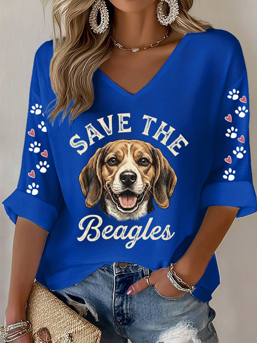 Women's Save The Beagles Waffle T-shirt