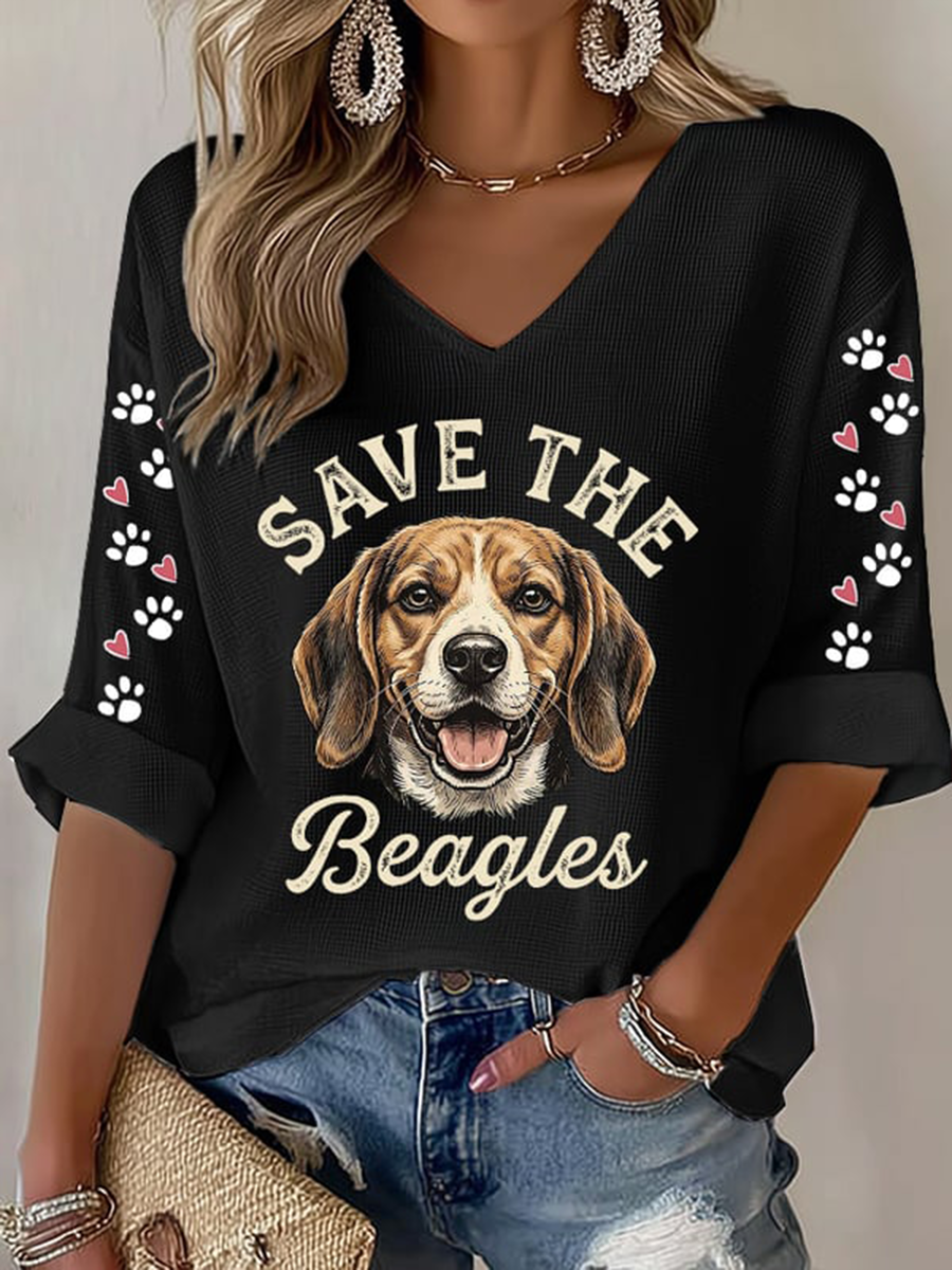 Women's Save The Beagles Waffle T-shirt