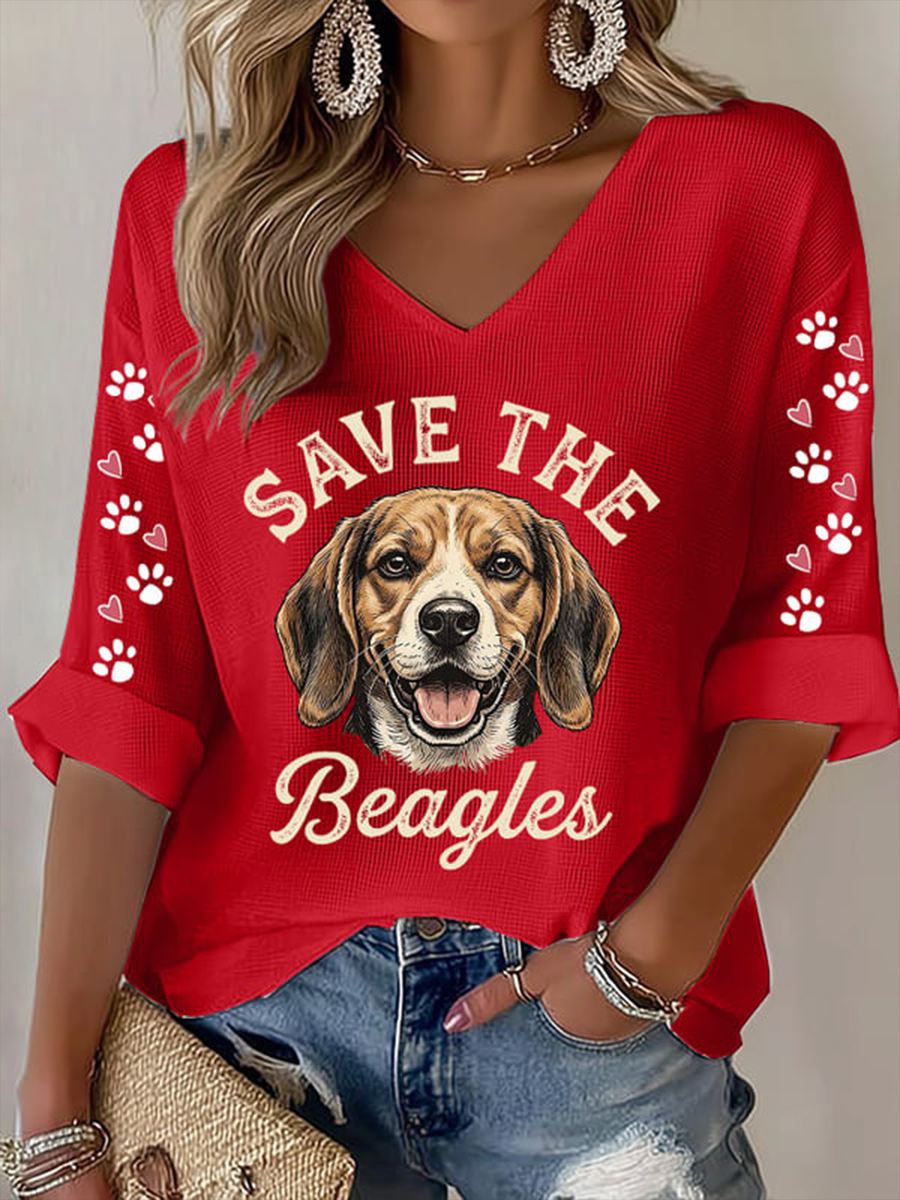 Women's Save The Beagles Waffle T-shirt