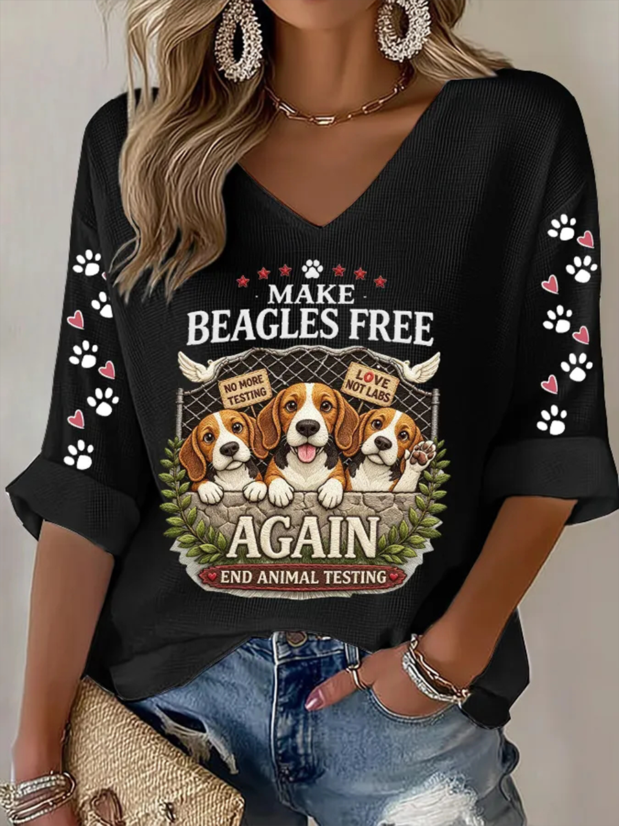 Women's Save The Beagles Waffle T-shirt