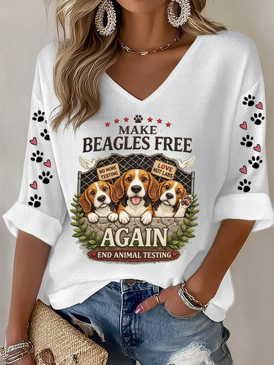 Women's Save The Beagles Waffle T-shirt