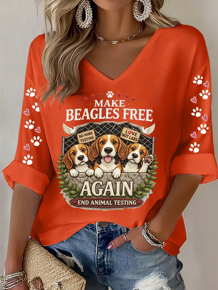 Women's Save The Beagles Waffle T-shirt