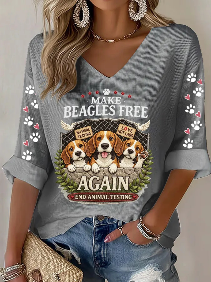 Women's Save The Beagles Waffle T-shirt