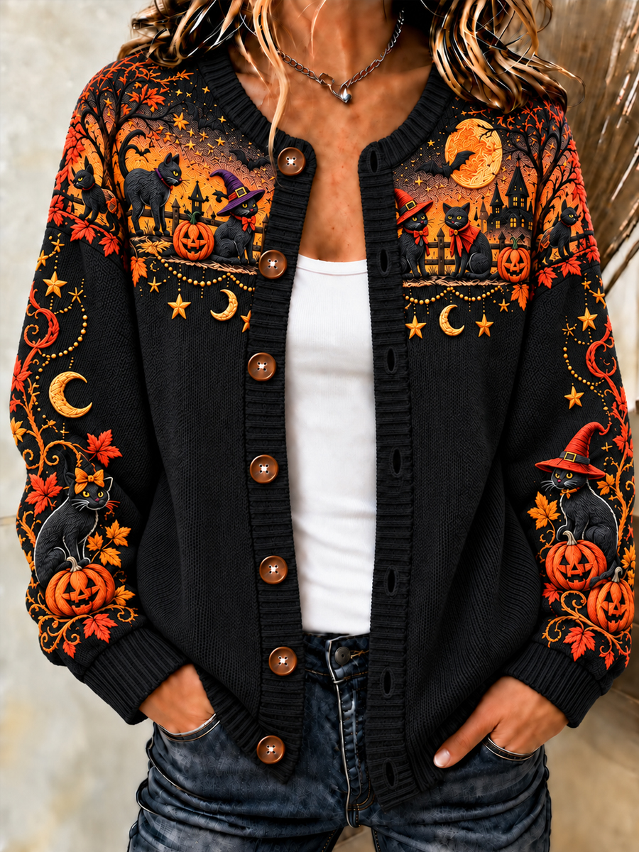 Women's Halloween Witch Cat Cardigan – voiceforfur