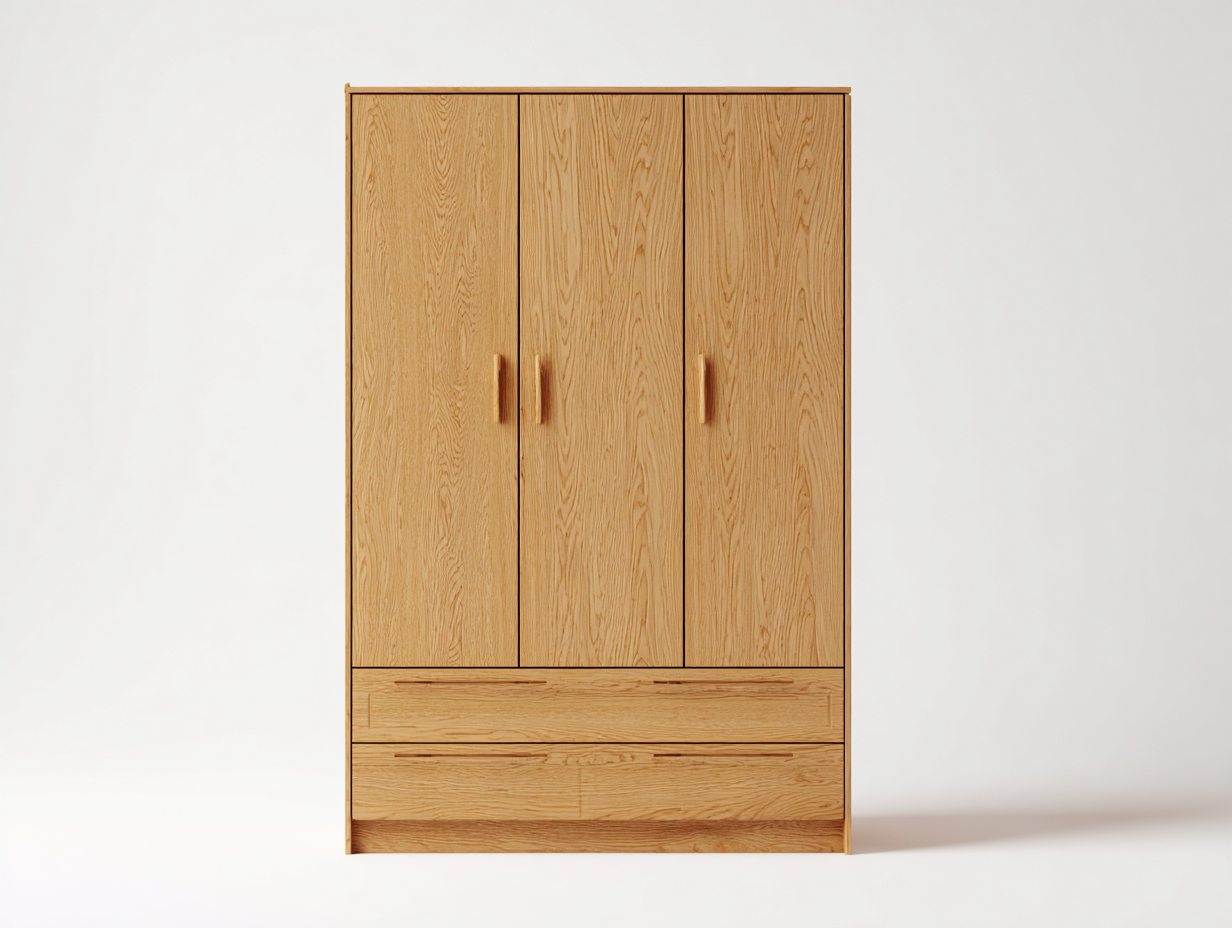 Armoire 3 portes 140x56x205 cm Chêne Style classique-Pinegoloft