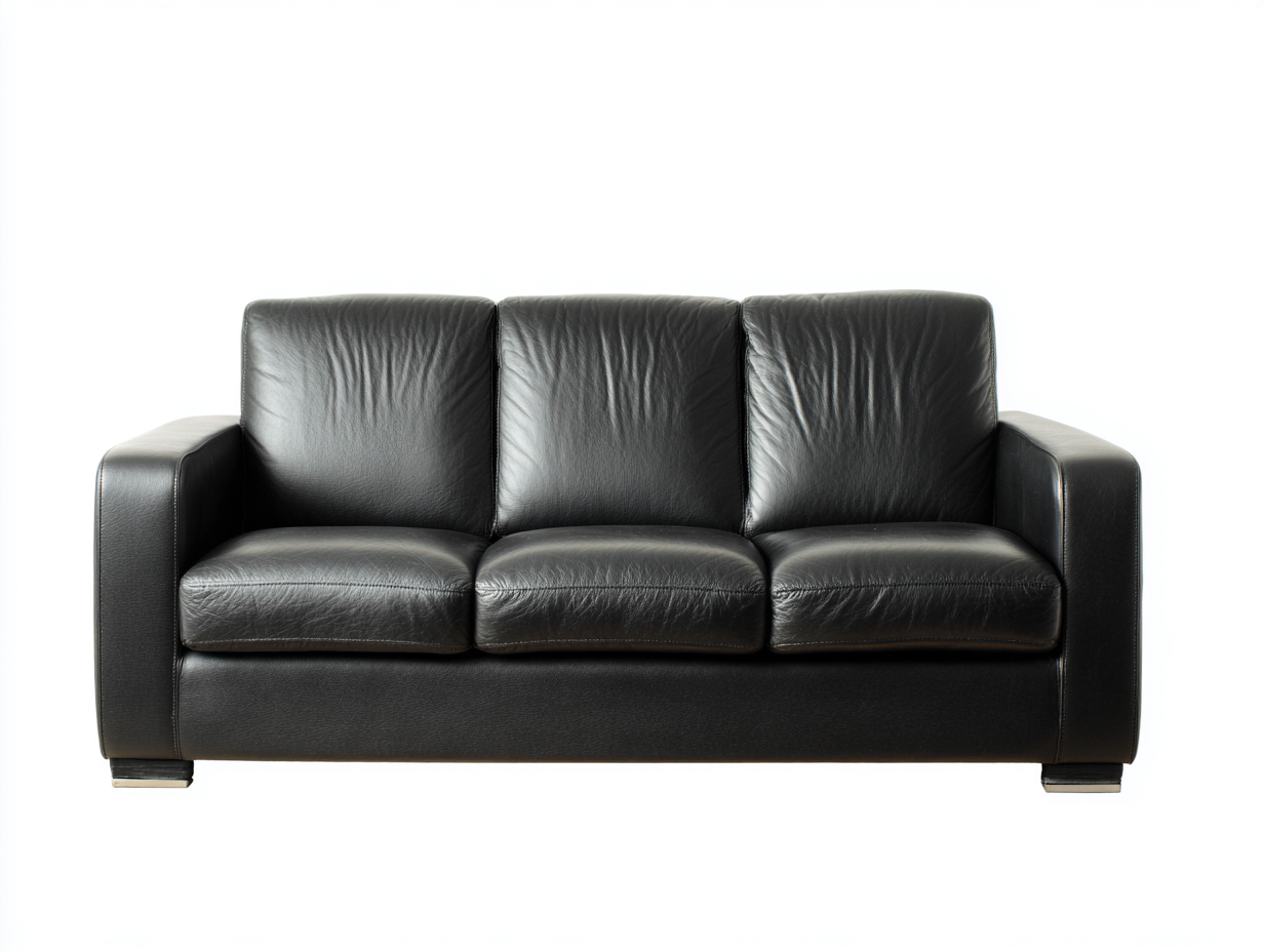 Canapé 3 places 220x95x82 cm Noir Cuir Style sobre-Pinegoloft