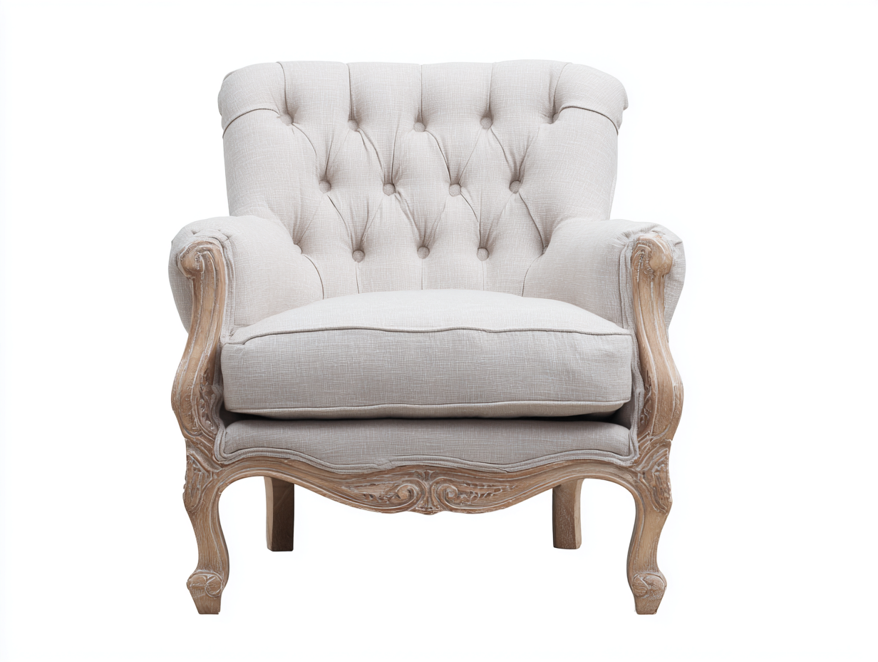 Fauteuil en tissu 78x84x90 cm Beige Style campagne-Pinegoloft