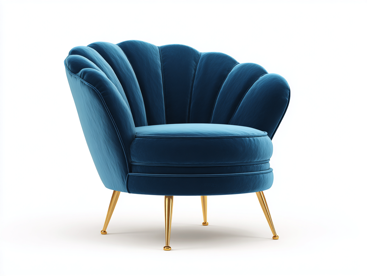 Fauteuil en tissu 85x82x78 cm Bleu Style design-Pinegoloft
