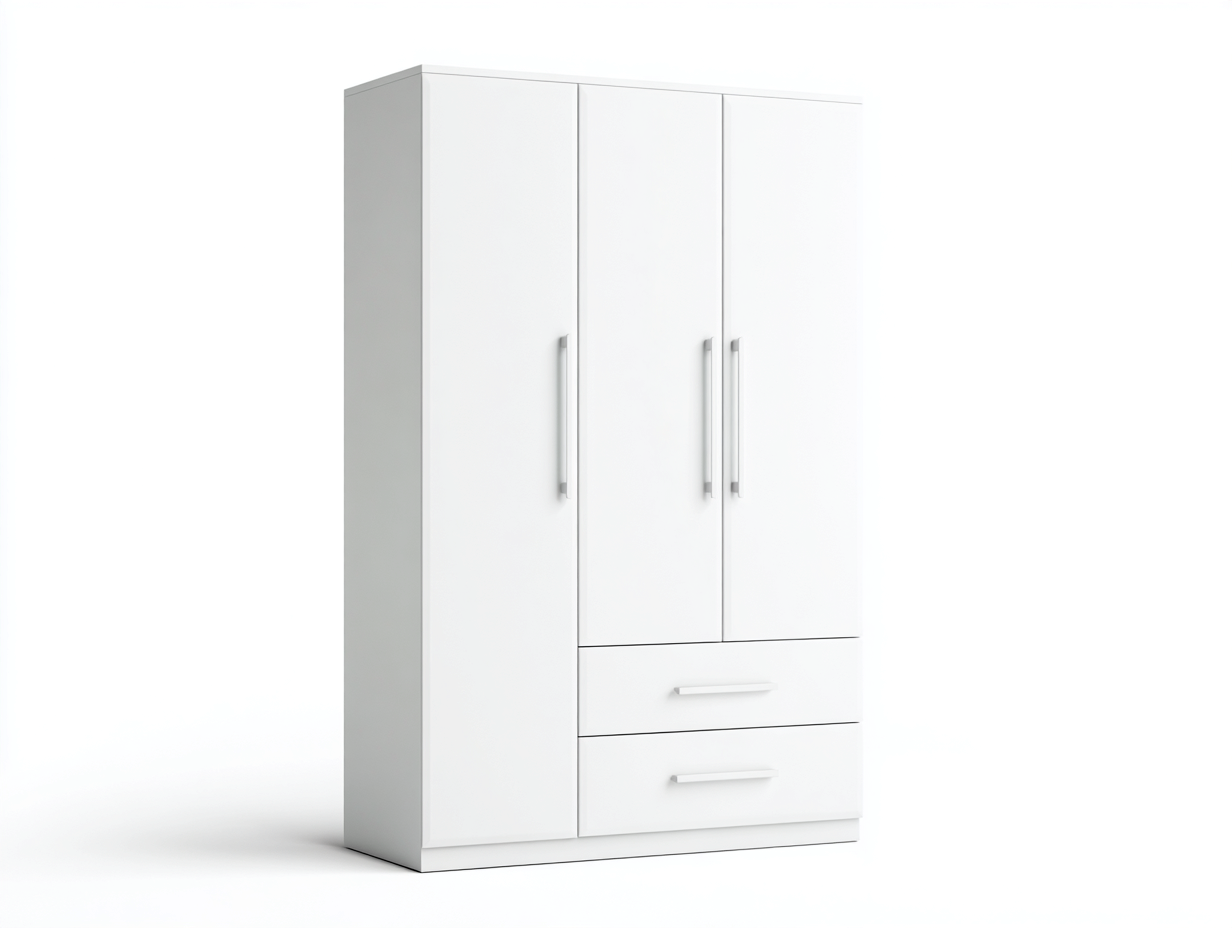 Armoire 3 portes 135x55x200 cm Blanc Style contemporain-Pinegoloft