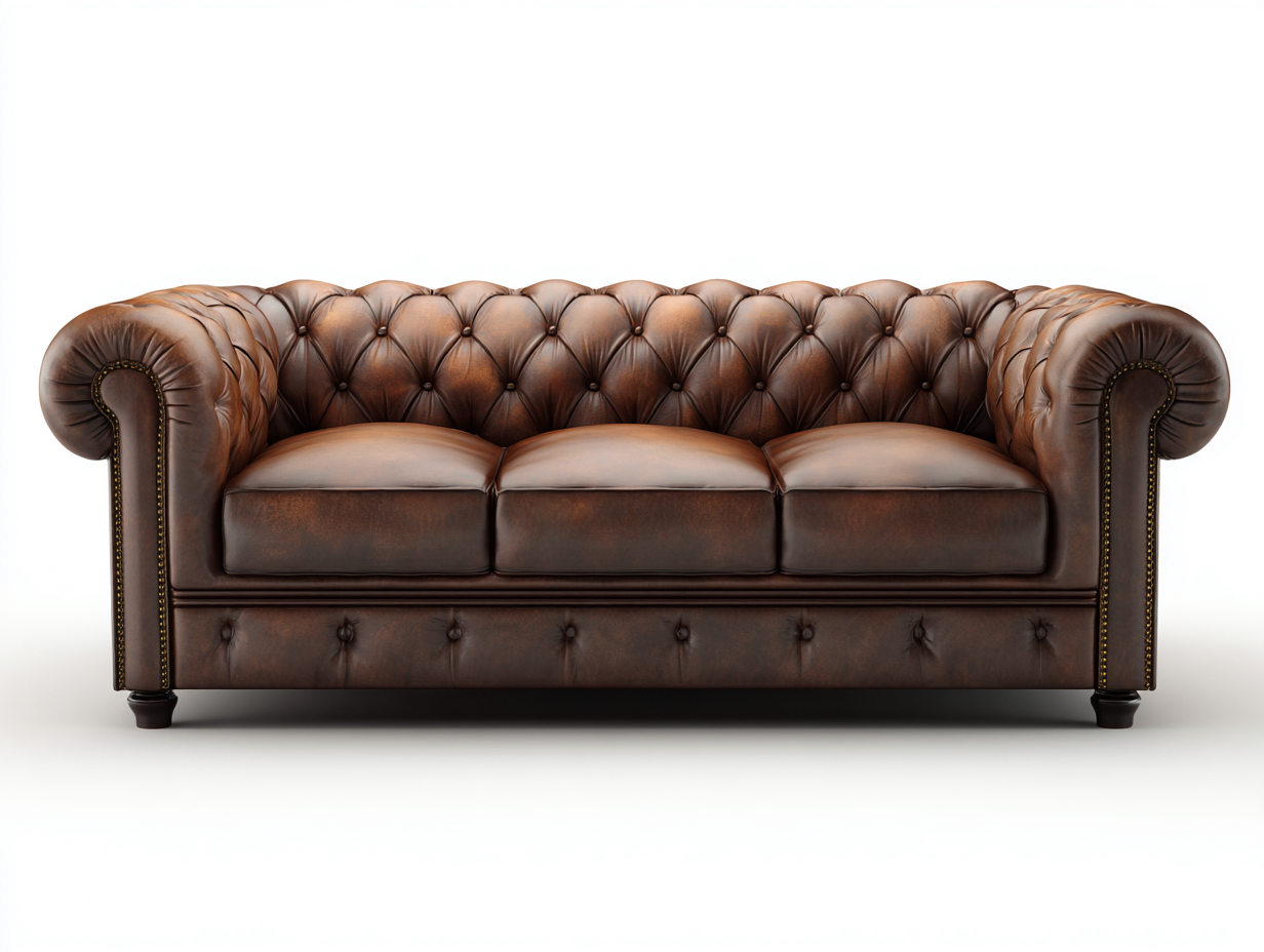 Canapé 3 places 220x95x80 cm Marron Cuir Style chesterfield-Pinegoloft