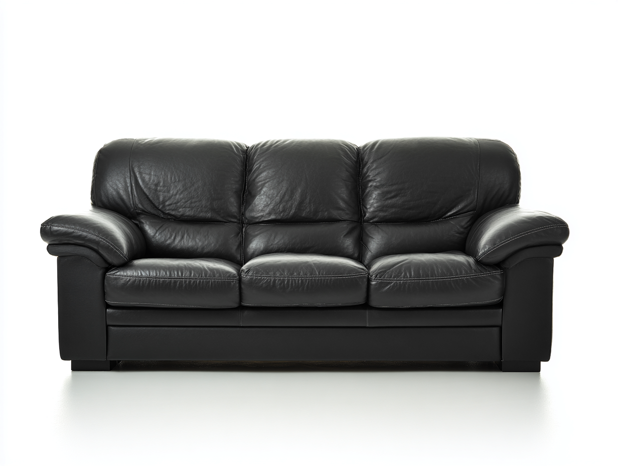 Canapé 3 places 215x92x82 cm Noir Cuir Style classique-Pinegoloft