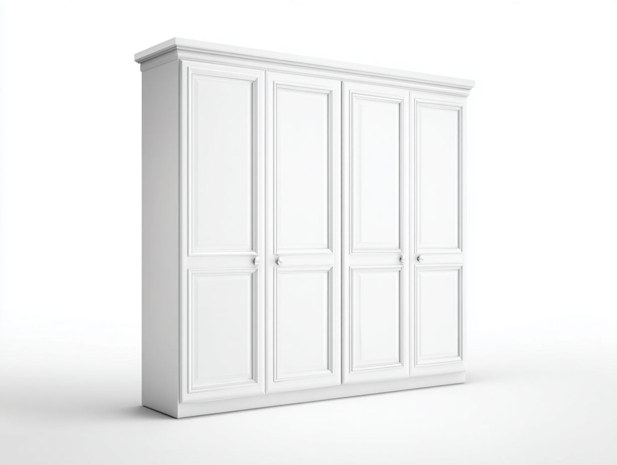 Armoire 4 portes 180x58x210 cm Blanc Style classique-Pinegoloft