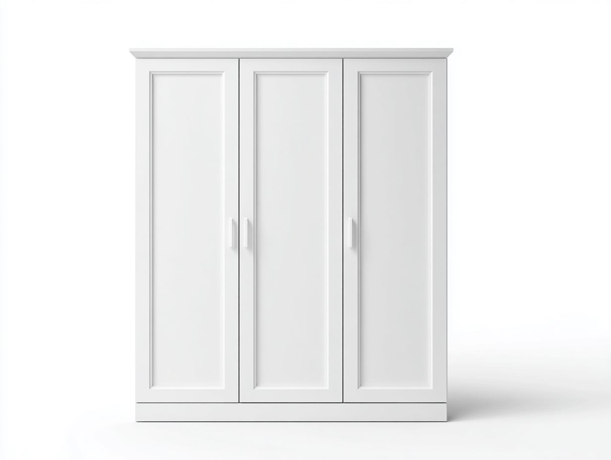 Armoire 3 portes 140x56x205 cm Blanc Style épuré-Pinegoloft