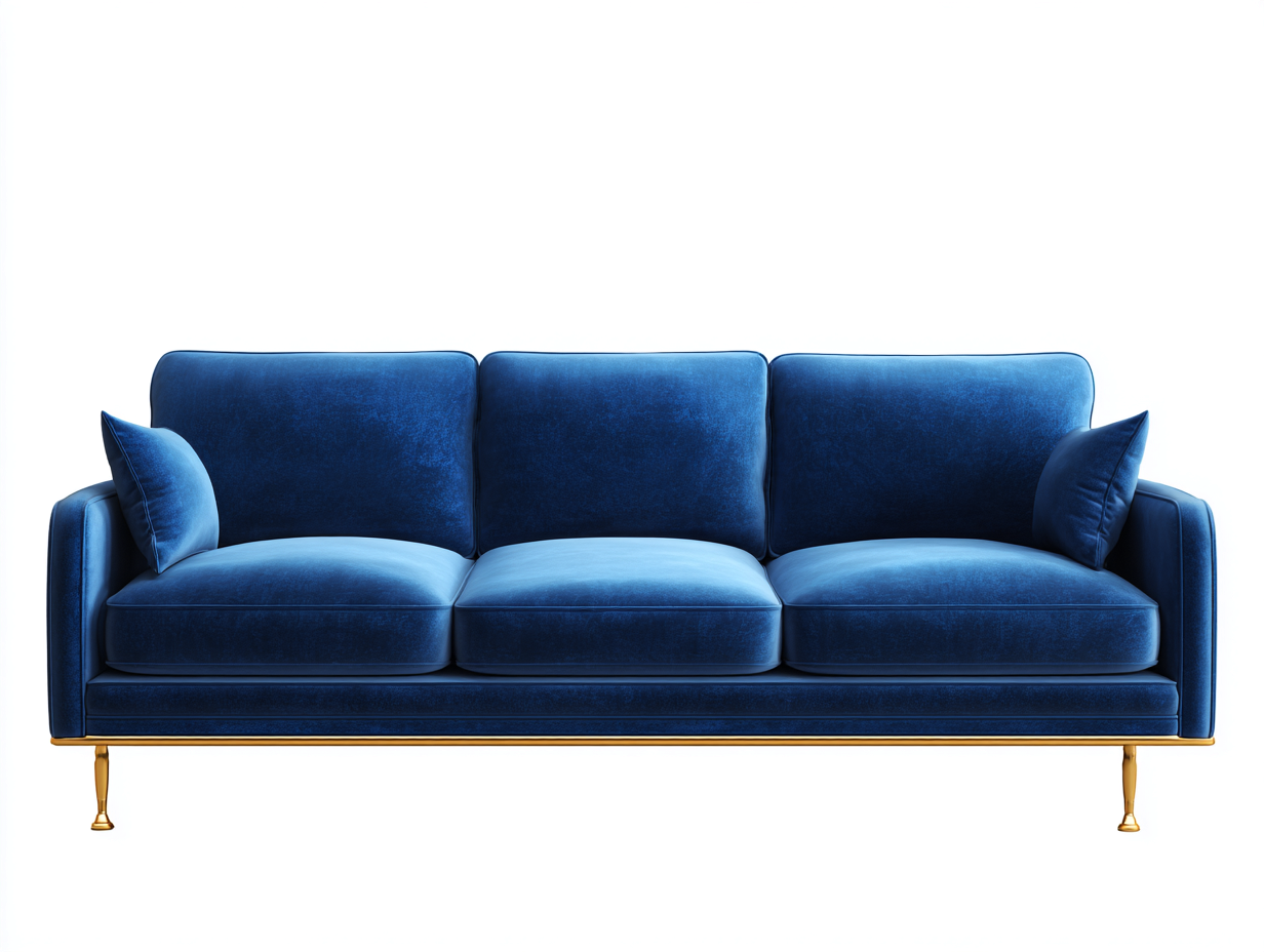 Canapé 3 places 218x92x80 cm Bleu Tissu Style contemporain-Pinegoloft