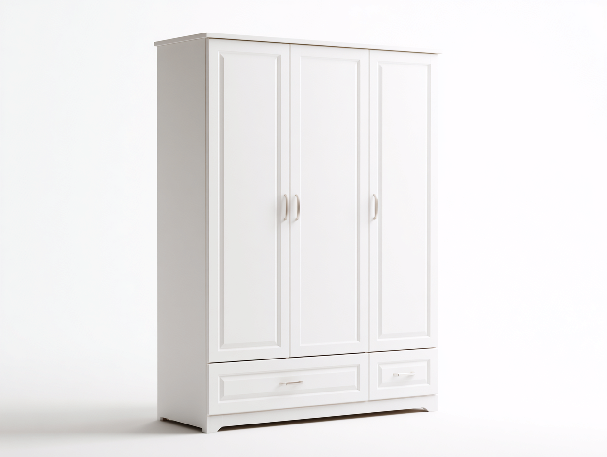 Penderie 3 portes 150x55x195 cm Blanc Style épuré-Sofamybay