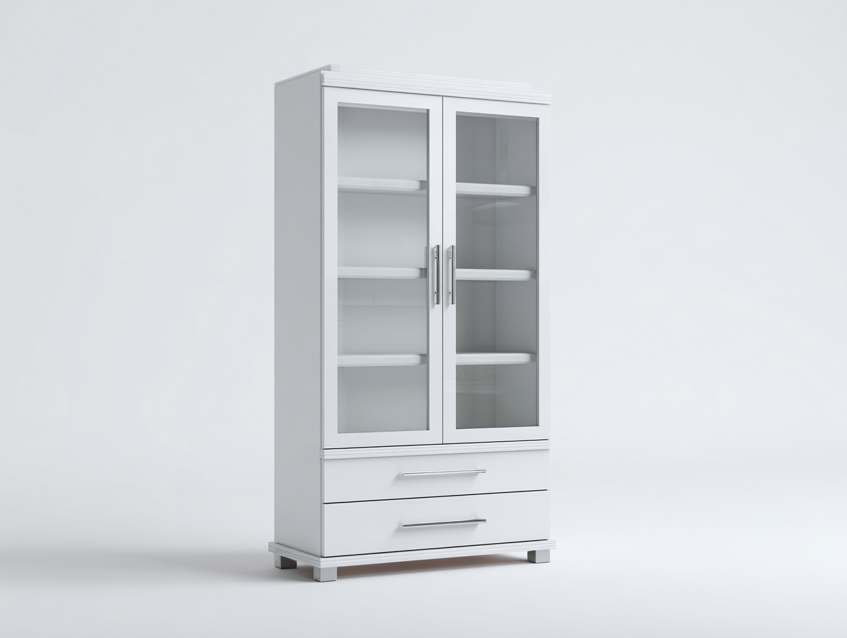 Vitrine 2 portes 85x40x170 cm Blanc Style moderne-Sofamybay