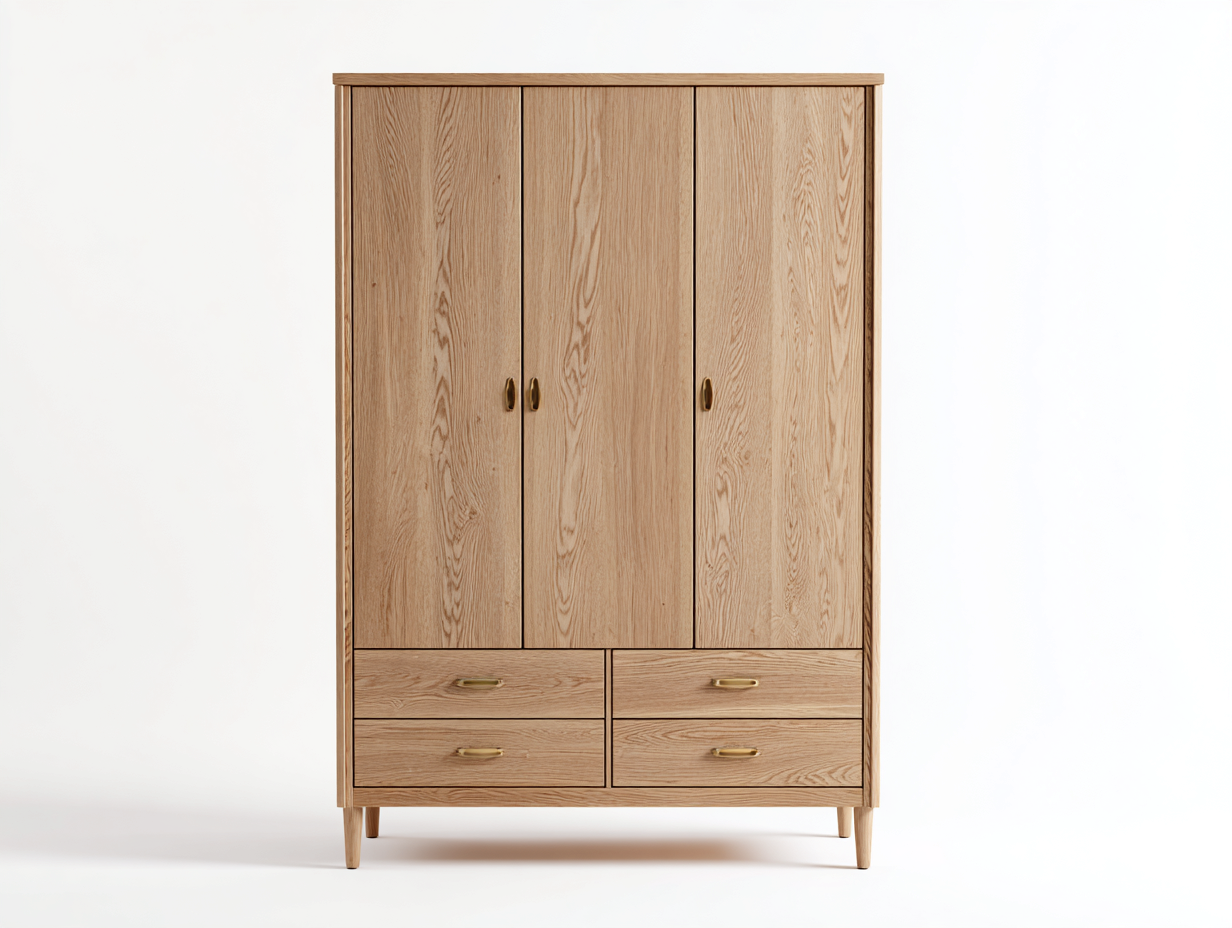 Penderie 4 portes 170x58x198 cm Bois naturel Style traditionnel-Sofamybay