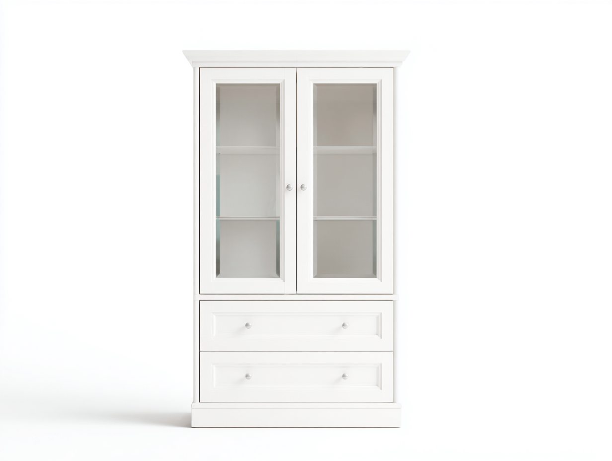 Vitrine 2 portes 90x40x175 cm Blanc Style minimaliste-Sofamybay