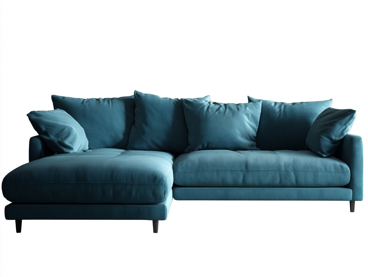 Canapé d’angle 265x170x88 cm Bleu canard Style contemporain-Sofamybay