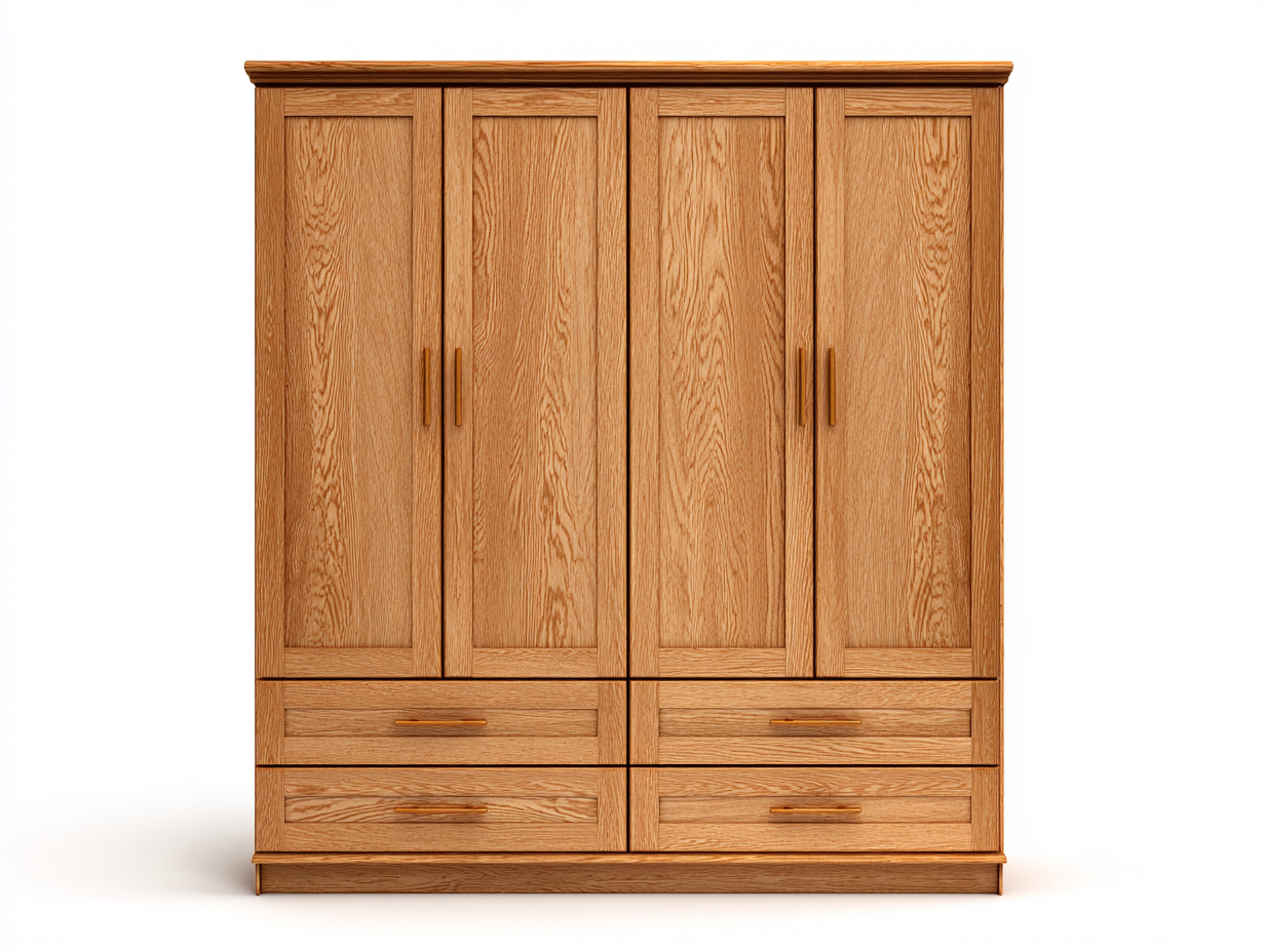 Penderie 4 portes 180x60x200 cm Chêne Style classique-Sofamybay