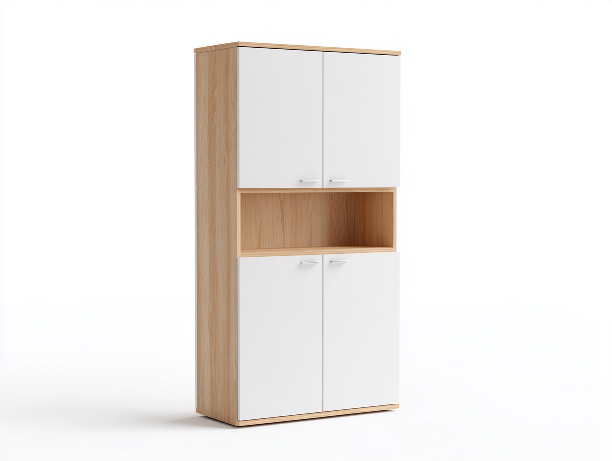 Vitrine 2 portes 80x40x170 cm Blanc/Chêne Style moderne-Sofamybay