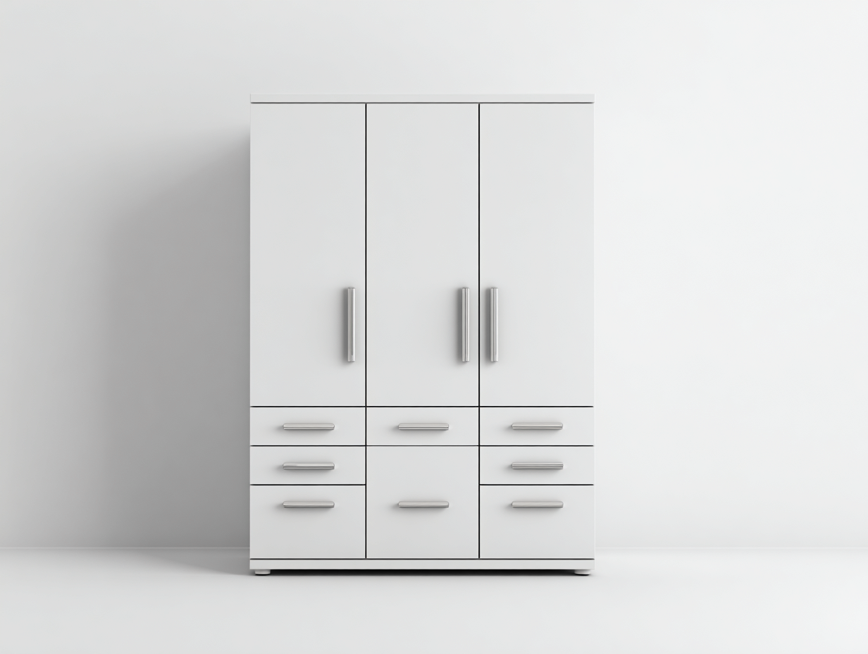 Penderie 4 portes 200x60x210 cm Blanc Style contemporain-Sofamybay