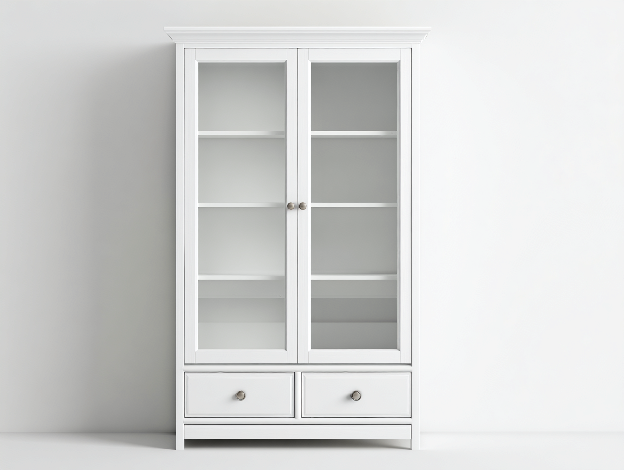 Vitrine 2 portes 90x40x180 cm Blanc Style classique-Sofamybay