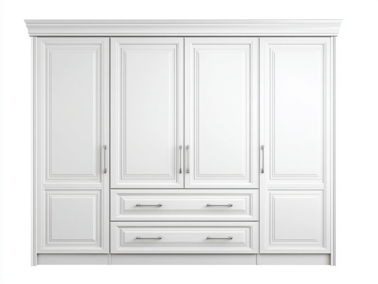 Penderie 4 portes 180x60x200 cm Blanc Style classique-Sofamybay