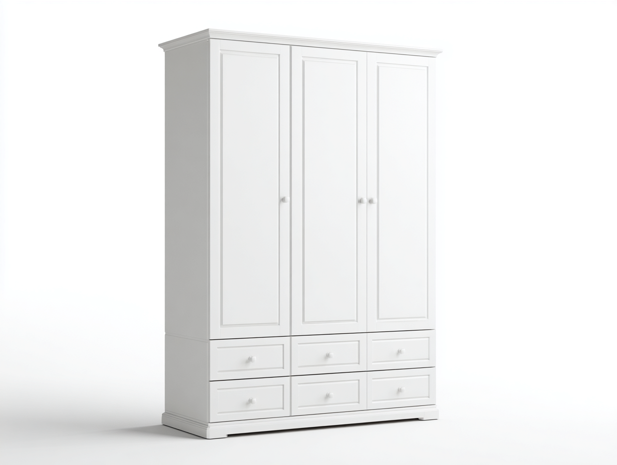 Penderie 4 portes 200x60x210 cm Blanc Style classique-Sofamybay