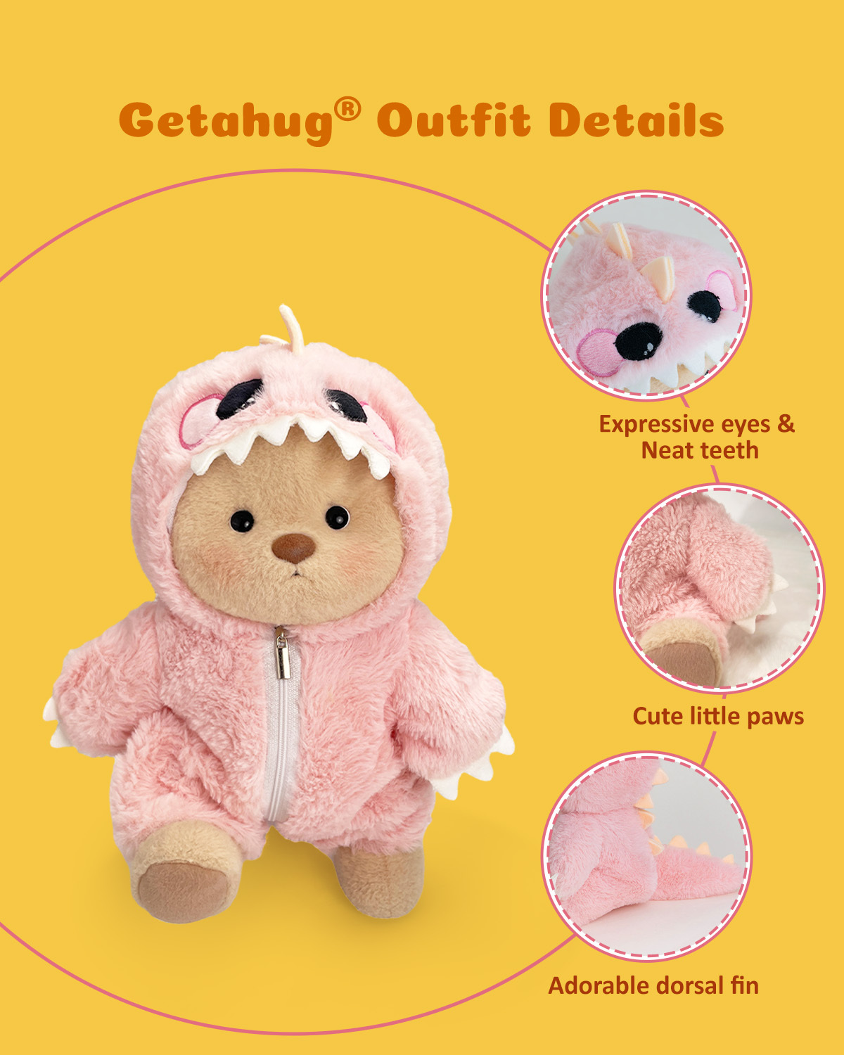 Getahug Furry Dino Bear | Handmade Jointed Teddy Bear Gift