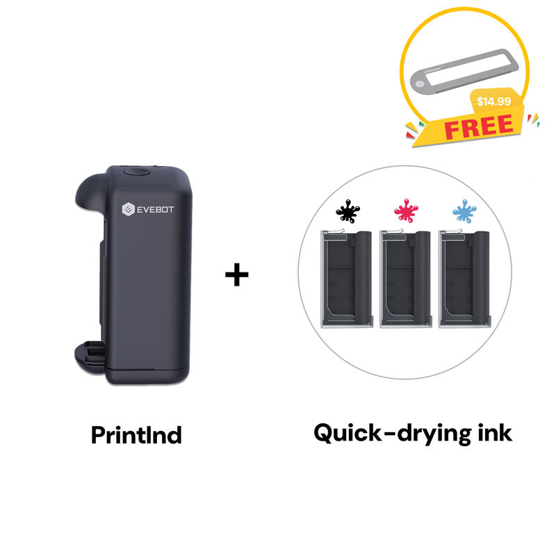 Evebot PrintInd - Portable Handheld Inkjet Printer Gun with Quick-Drying Ink Cartridge Print on Any Surface