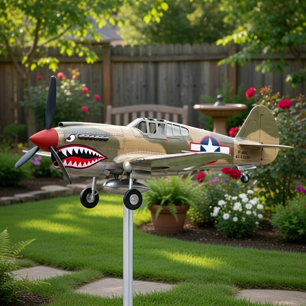 Shark Mouth Warplane Garden Wind Spinner