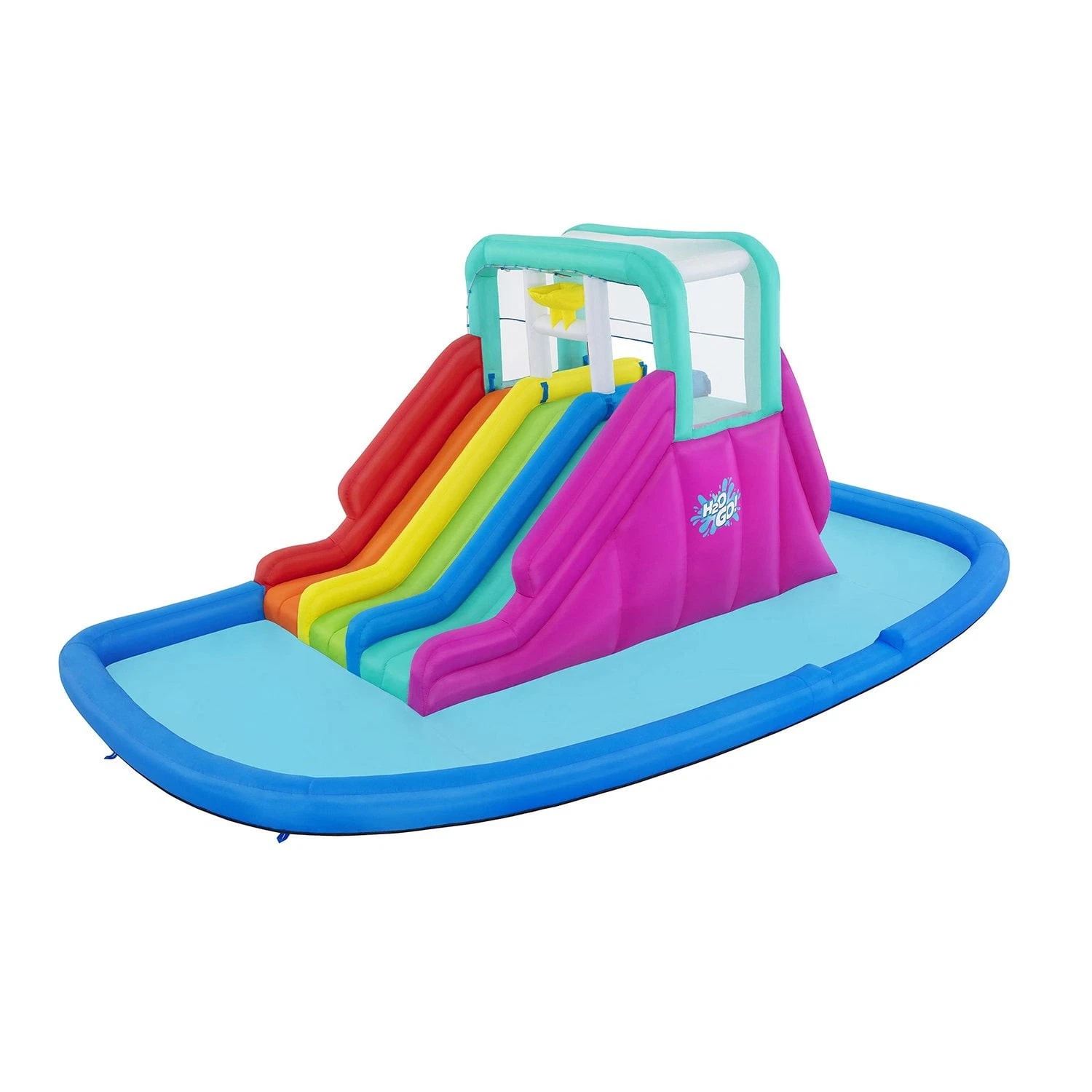 H2OGO! Triple Splash 8.9FT Inflatable Water Park Slide Pool with Blower New
