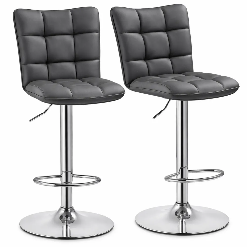 Paire de tabourets de bar réglables en hauteur, assise pivotante 360°, pour cuisine et comptoir