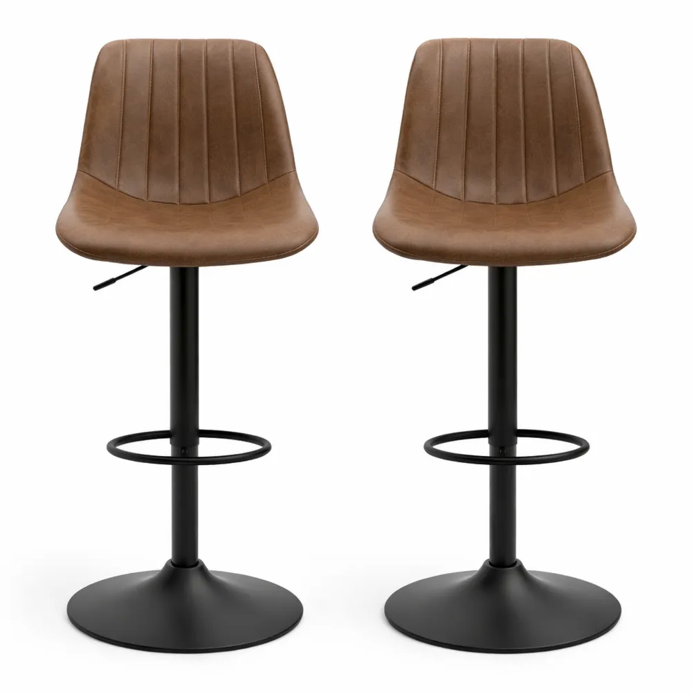 Tabourets de Bar Réglables avec Repose-Pied Marron