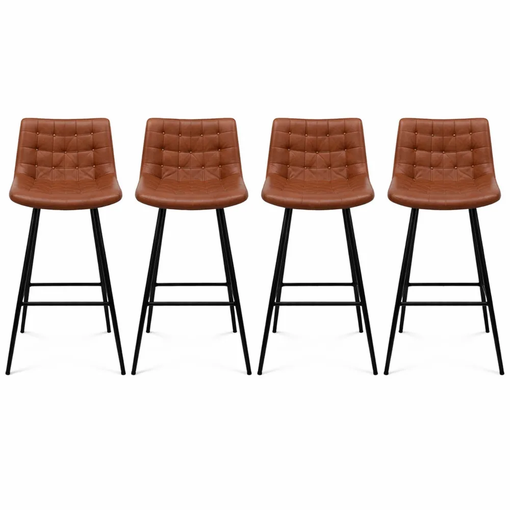 Ensemble de 4 chaises de bar style vintage marron