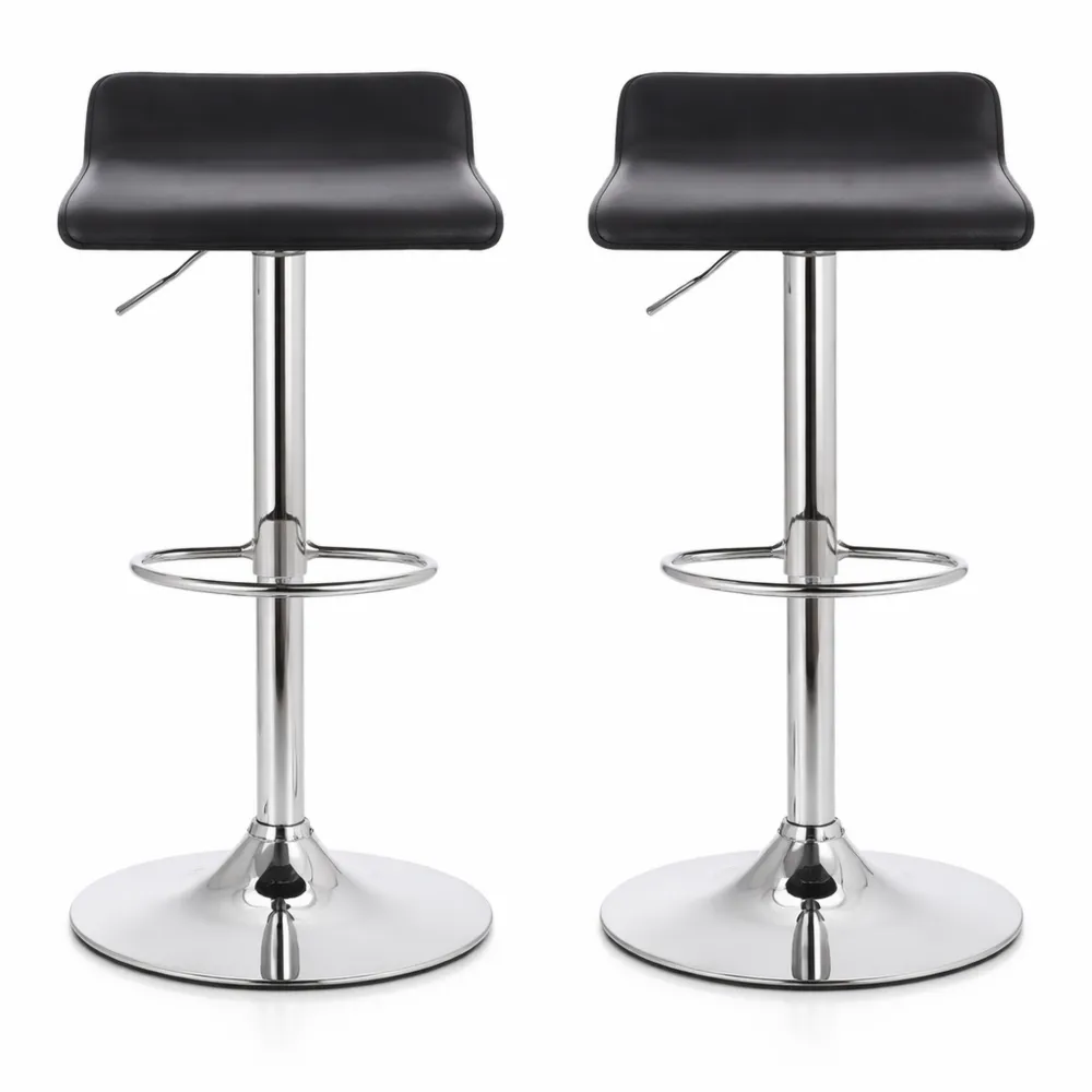 Tabourets de Bar Réglables en Cuir PU Noir, Lot de 2