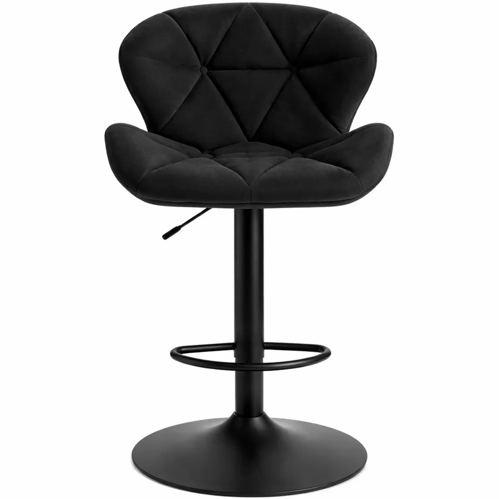 Chaise de Bar Réglable, Siège en Velours avec Dossier