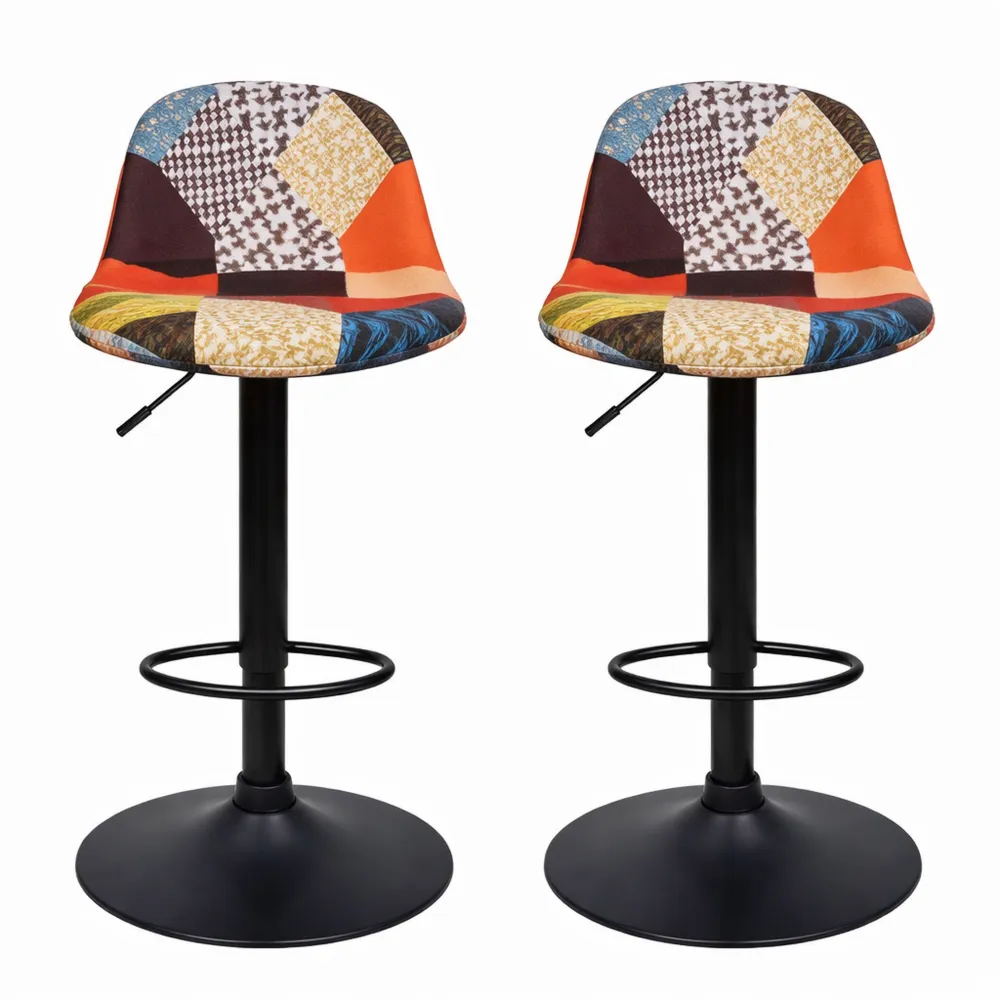 Tabourets de bar réglables en patchwork pour cuisine, lot de 2